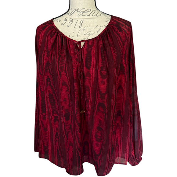 Michael Kors Red Long Sleeve Peasant Blouse Shirt Size Small - Picture 1 of 5